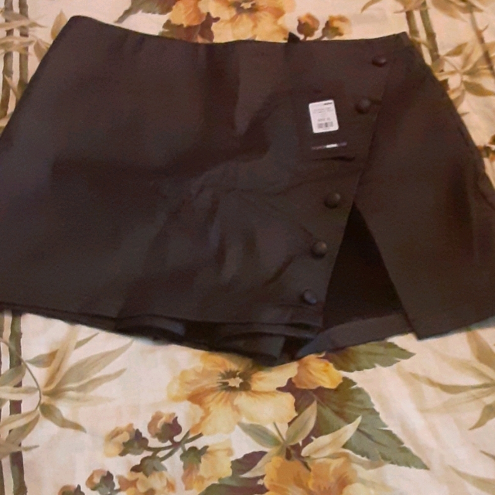 Black leather skort